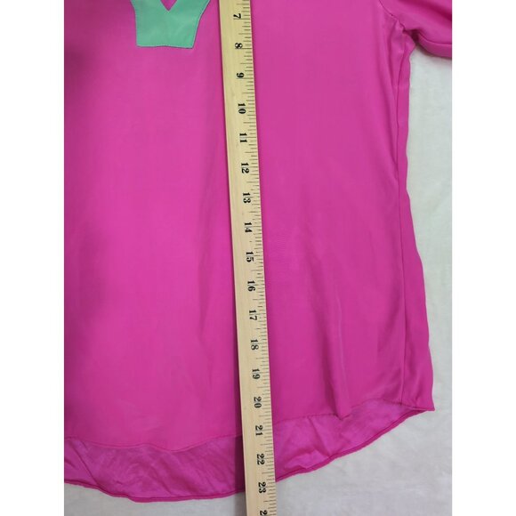 Sail to Sable Silk Tunic Top Womens XS Pink Long Sleeve Preppy Quiet Luxury - Picture 7 of 7